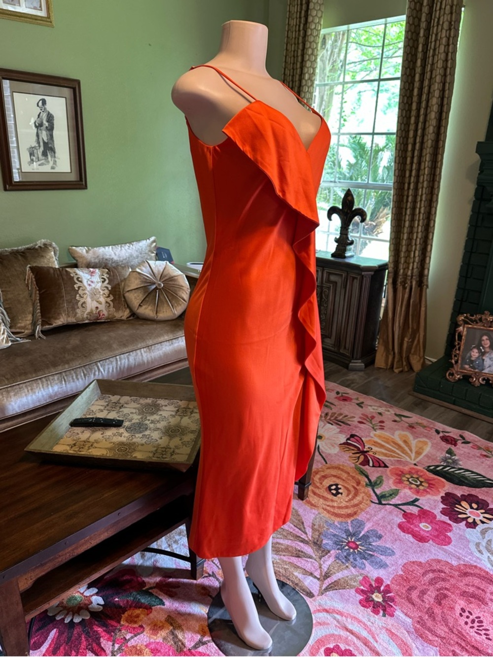 Chic Asymmetrical Red Dress - Picture 2 of 9